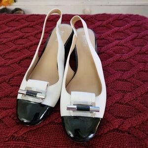 Michael Kors Black and White Slingback Heels